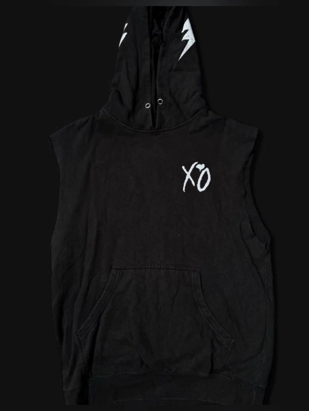 The Weeknd XO Sleeveless Hoodie Black Pullover Vest Size M